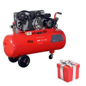 Ременной одноступенчатый компрессор FUBAG VCF/100 CM3 + Катушка с резиновым шлангом с разъемами рапид в ПОДАРОК