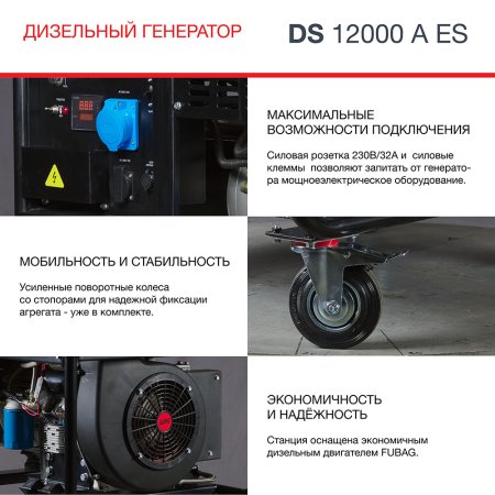FUBAG Дизельный генератор с электростартером и коннектором автоматики DS 12000 A ES в Воронеже фото