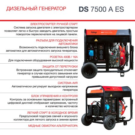 Дизельный генератор FUBAG DS 7500 A ES с электростартером и коннектором автоматики в Воронеже фото
